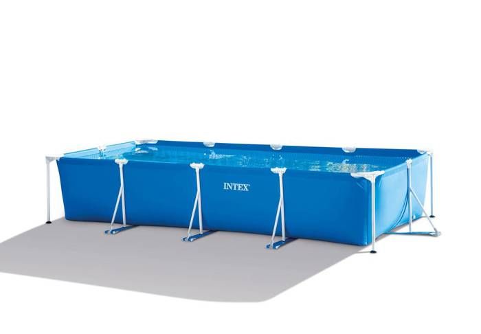 INTEX Above Ground Tubular Pool Kit - Metal Frame - 450 X 220 X 84 Cm - Rectangular (Comes with a Pump) - 28274FR