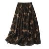 Floral Vintage Big Hem Airy Flowing Plus Lined Half-body Skirt