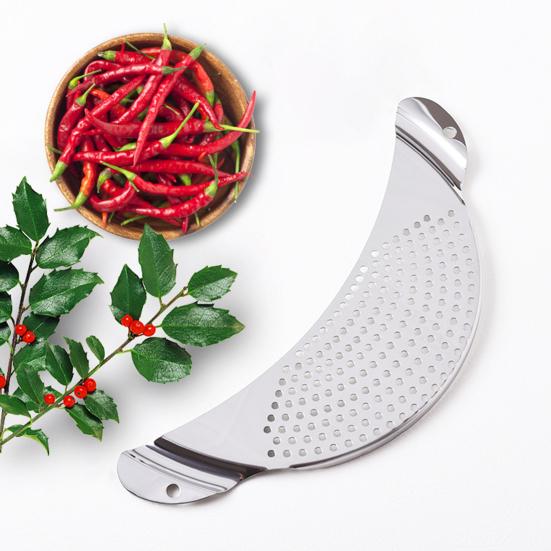 Practical Stainless Steel Strainer Half-moon Design Easy To Use Space-Saving Convenient Handle Drainer