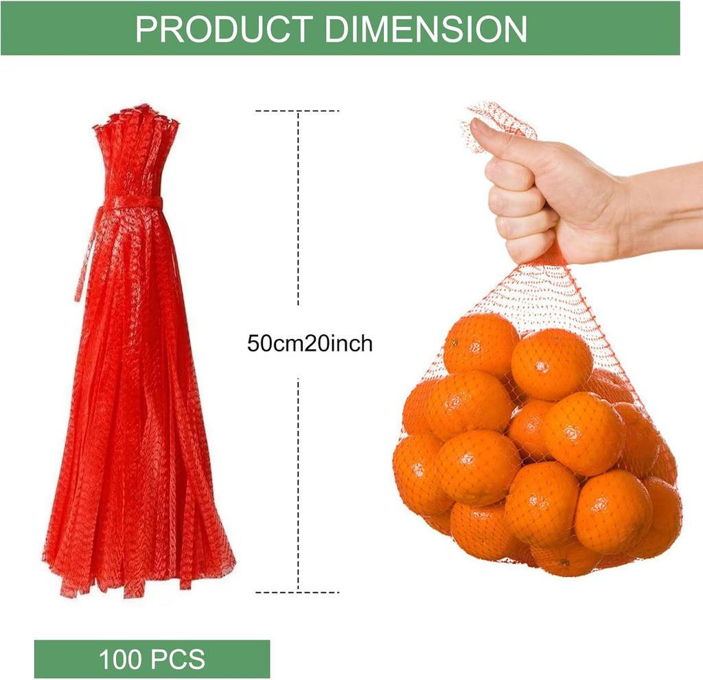 100 Stück Obst Mesh Kunststoff Netzbeutel Aufbewahrungstasche Nylon Lebensmittel Gemüse Verpackung Gartenarbeit