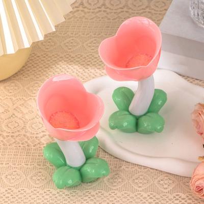 Tulip LED Night Light Creative Floral Bedside Lamp Warm Yellow Glow Bedroom Lamp Battery-Powered Table Lamp