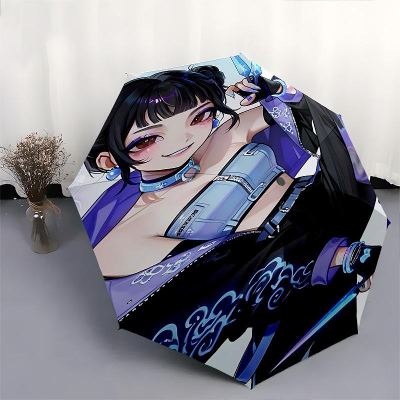 K-POP Anime Girls Group Themed Automatic Opening and Closing umbrella - 8 Ribs, Suitable for Leisure and Going Out, Outdoor Accessory, Gothi