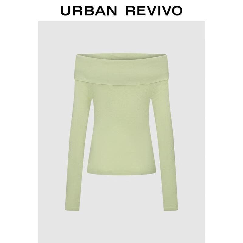 UR 2025 Autumn Women's Off-Shoulder Short Knit Top