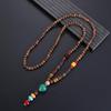 Vintage Handmade Party Lucky Gift Horn Fish Pendant Nepal Necklace Mala Wood Bead Buddhist