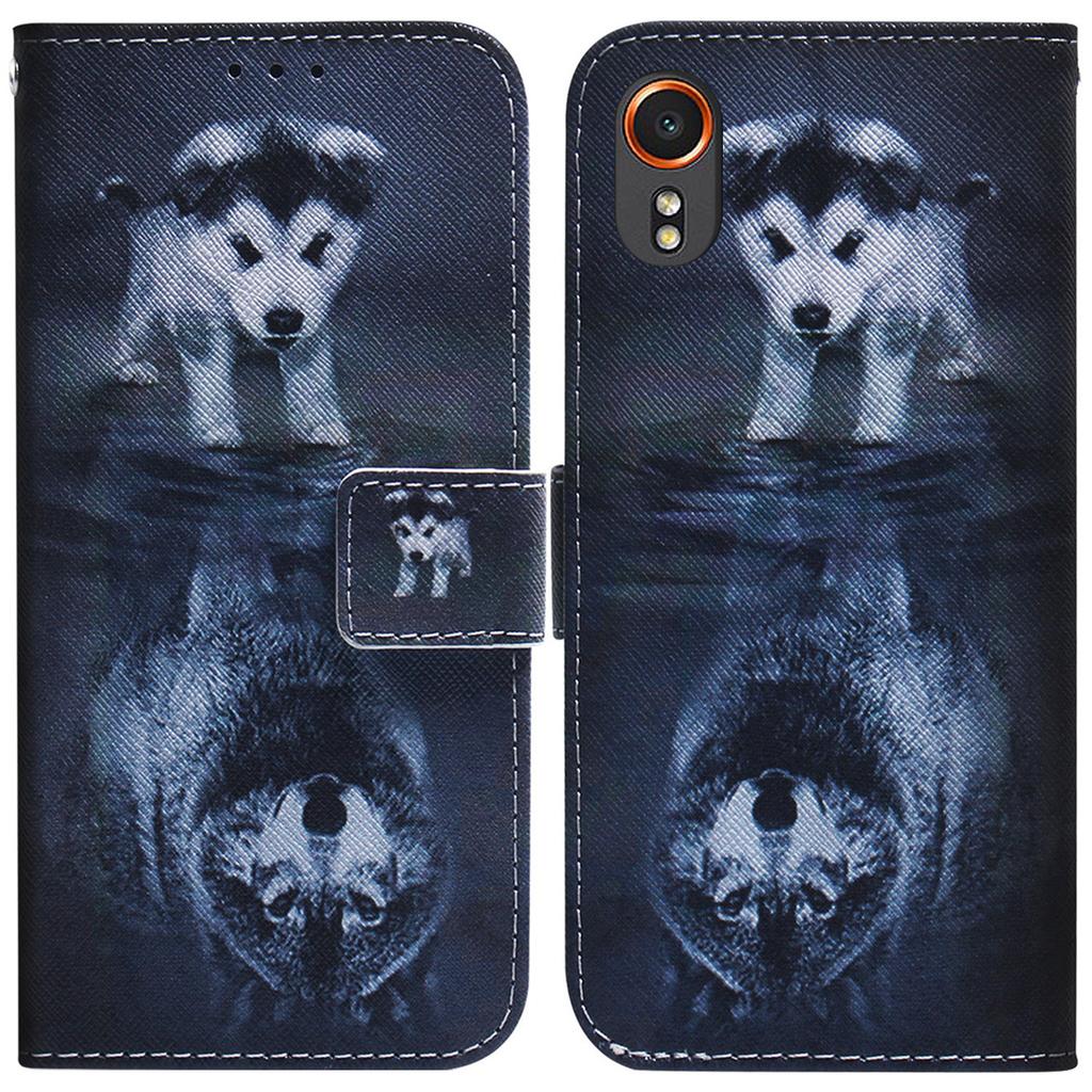 For Samsung Galaxy Xcover7 Case PU Leather Pattern Magnetic Clasp Stand Function Phone Cover