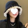 Korean Style Lace Trim Knitted Wool Fisherman Hat - Warm & Sweet for Autumn/Winter