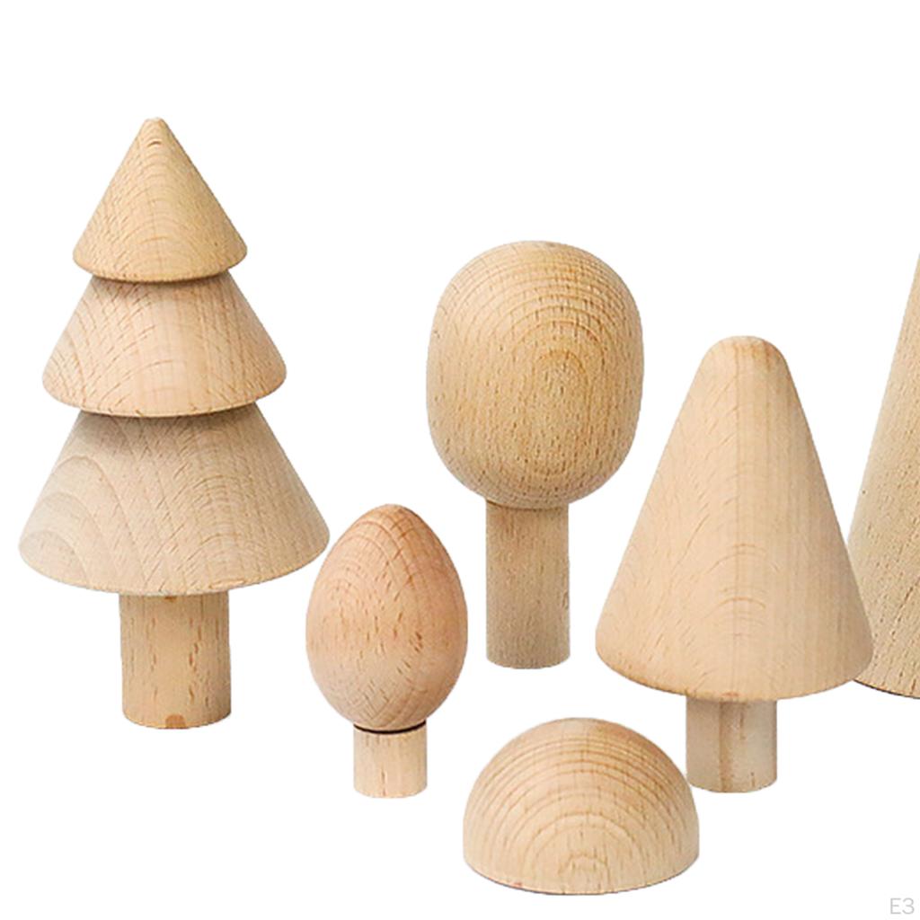 Building Blocks Stacking Wooden Block Educational Toy Set for Toddlers, Tree Shapes