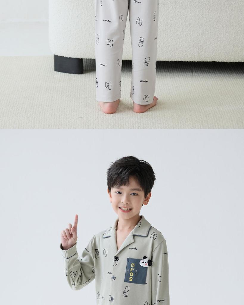 Lulu Jungen Langarm Baumwollpyjama - Cartoon-Stil für Frühling und Herbst