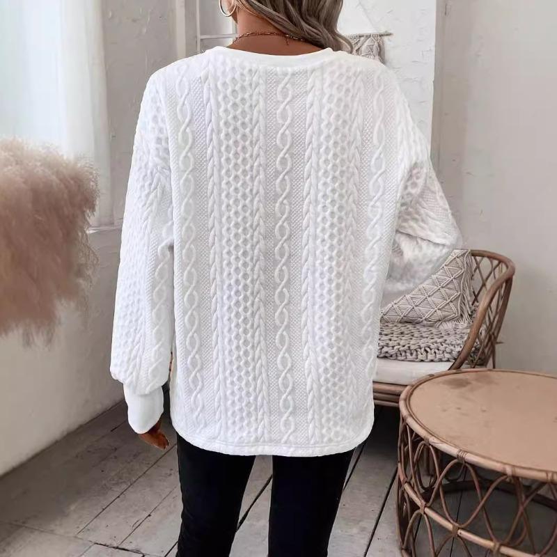 Pulls Automne Hiver & Manches Longues Mode Femme Décontracté Couleur Unie Chaud Ample T-Shirts à Manches Longues pour Femmes