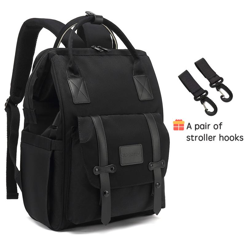 

Pangdube Baby Nappy Bag With 2Pcs Stroller Hooks Mummy Bag Backpack Waterproof Outdoor Travel Mommy Maternity Bag For Baby Stuff чёрный