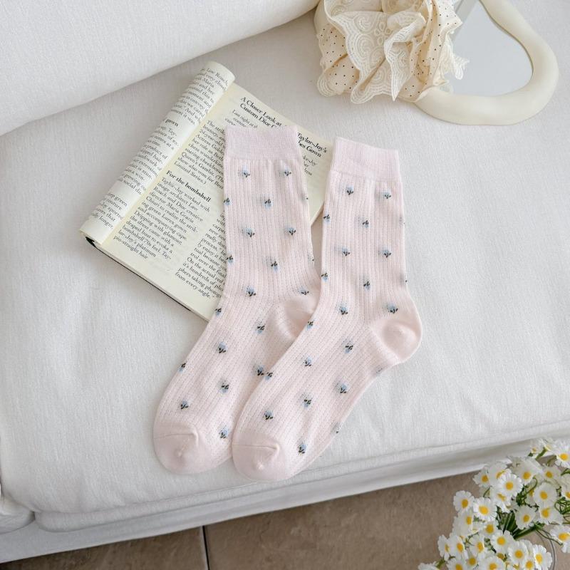 Süße kleine Blumensocken - Sommerliche leichte Netz-Socken, atmungsaktiv, knöchelhoch 10A Antibakterielle Baumwoll-Frottee-Socken
