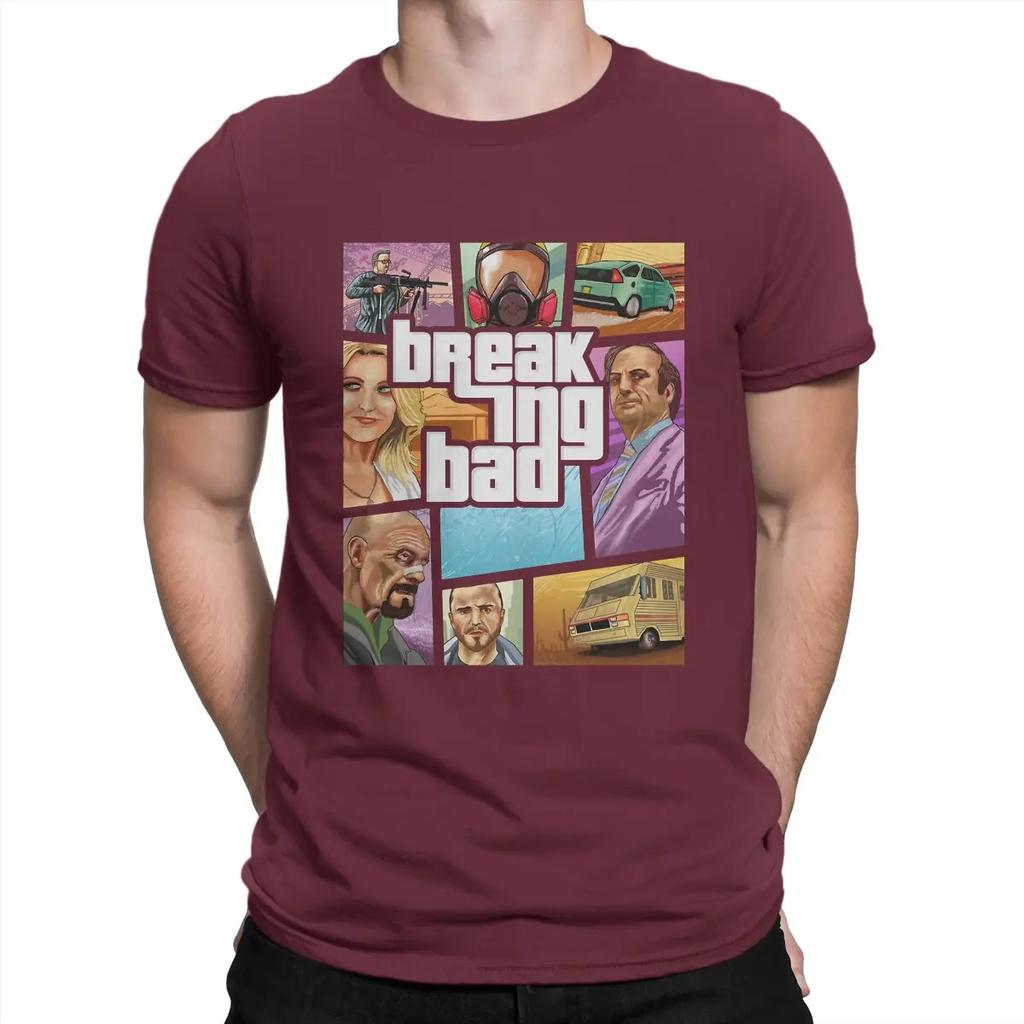 B-Breaking Bad Creative TShirt for Men Poster Round Collar Pure Cotton T Shirt Hip Hop Gift Clothes Streetwear