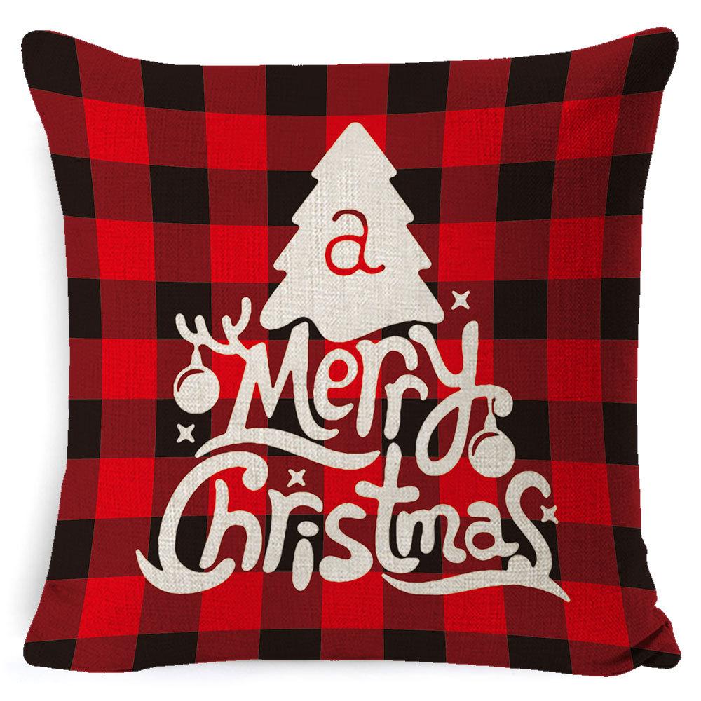 Furniture New Linen Pillow Christmas Pillowcase Sofa Cushion Home Lumbar Pillow