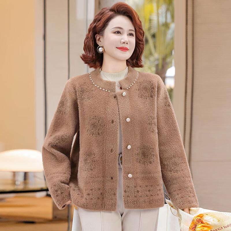Elegant Faux Mink Velvet Winter Coat for Middle-Aged Women