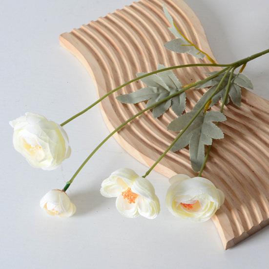 Künstliche Lulian Blume Faux Seide Ranunkel Blume mit Stiel 4 Köpfe Fake Ranunkel Arrangement für Zuhause Hochzeit Dekoration Tischmittelstück