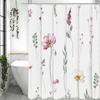 Akvarelový květinový sprchový závěs, Dekorační sprchový závěs do koupelny, Vodotěsný sprchový závěs s háčky