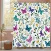 Colorful Butterflies Shower Curtain For Bathroom Floral Romantic Plant And Flowers Decorative Shower Curtains With Hooks