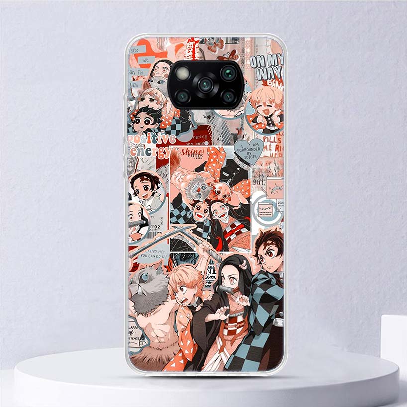 Demon Slayer Anime Kimetsu No Yaiba Soft Case pro Xiaomi Poco X3 NFC X4 M4 Pro M3 M2 Kryt na telefon F3 F2 F1 Mi Note 10 Lite A3 A2