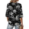 Women's V-Neck Halloween Print Lightweight Top for Spring and Summer