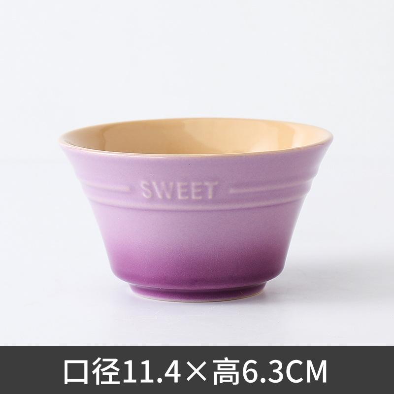 Colorful Gradual Change Ceramic Rice Bowl Nordic Creative Household Personalized Dessert Pudding Baking Bowl Noodle Soup Bowl