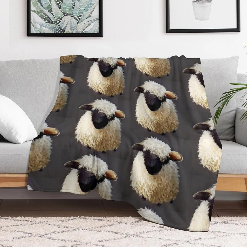 Pecora del Vallese dal Naso Nero 3 Coperta Plaid Coperta Plaid Accogliente per Letto Divano Sedia