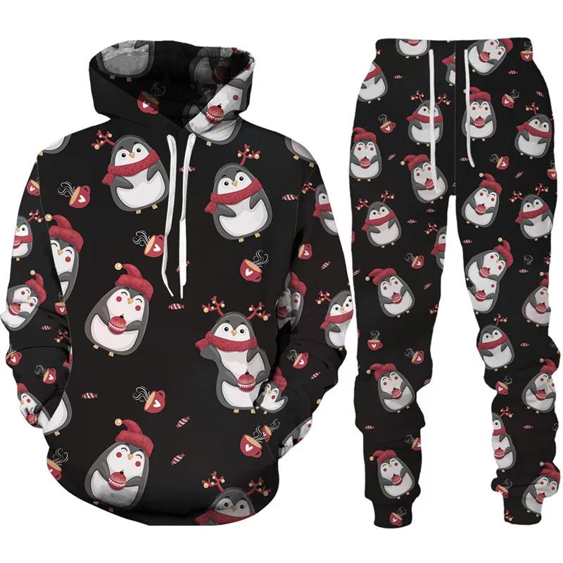 New Year Christmas Hoodies Sets Y2k Men Pants Santa Claus Men's 3D Printed Tracksuit Set Novelty Oversize Loose Man Streetwear