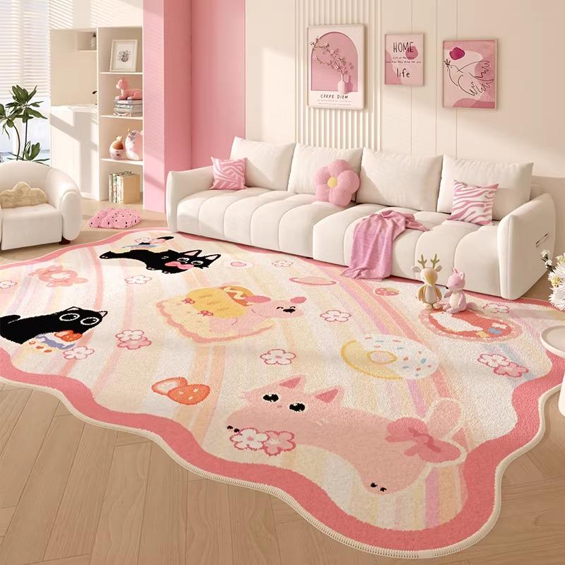 Carpet for Living Room Soft Fluffy Comfortable Floor Mat Cute Cartoon Pink Rug Large Size Rugs Sweet Girl Home Decoration