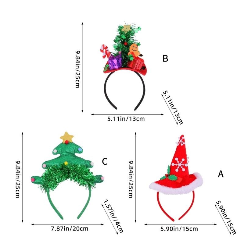 Set Of 4 Adjustable Size Headbands Christmas Themed Headwear Handmade Festives Costume Accessories Party Supplies