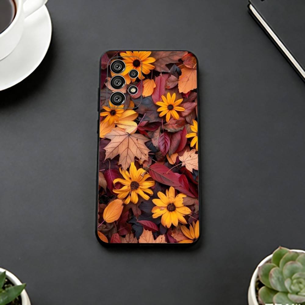 Colorful L-Leaves Phone Case For Samsung S25,S24,S21,S22,S23,S30,Ultra,S20,Plus,Fe,Lite,Note,10,Black Cover