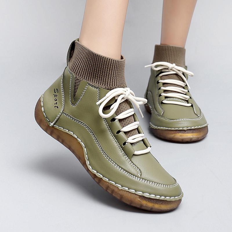 Women Hiking Shoes Driving Shoes High Top Beige Green Black Ankle Boots Casual Plus Size Outdoor Shoes