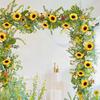 Artificial Sunflower Flower Vine Silk Fake Plant Rattan Garland For Wedding Arch Home Garden Decoration DIY Wall Hanging Wreath