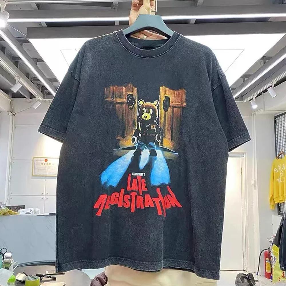 Канье Уэст Медведь Черная Хлопковая Футболка Размер S-5XL Короткий Рукав KN313 Унисекс Футболка XXXL
