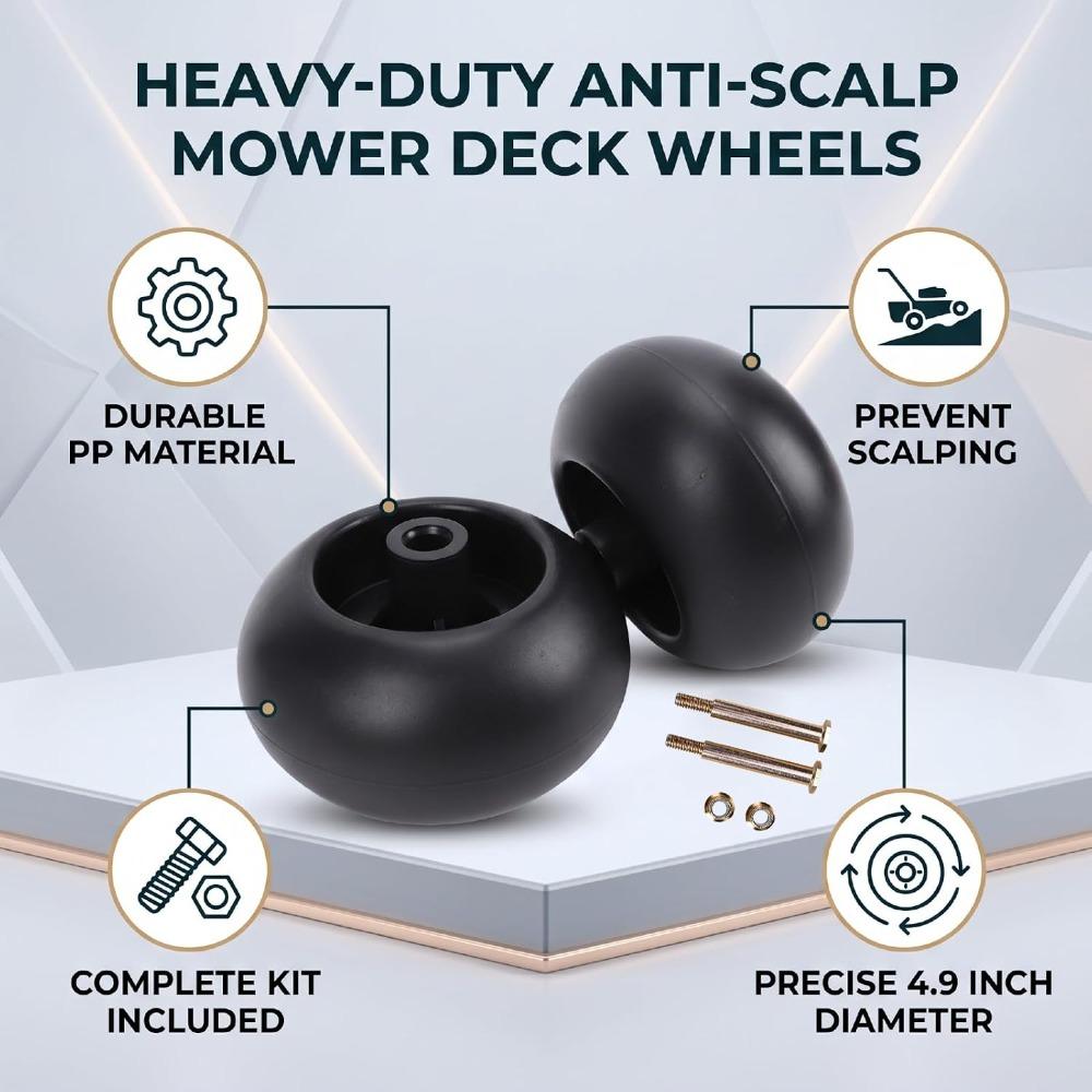 Black Lawn Mower Deck Wheels Durable Deck Support Wheels Tidy Bolt On Kit  Grass Cutting Support