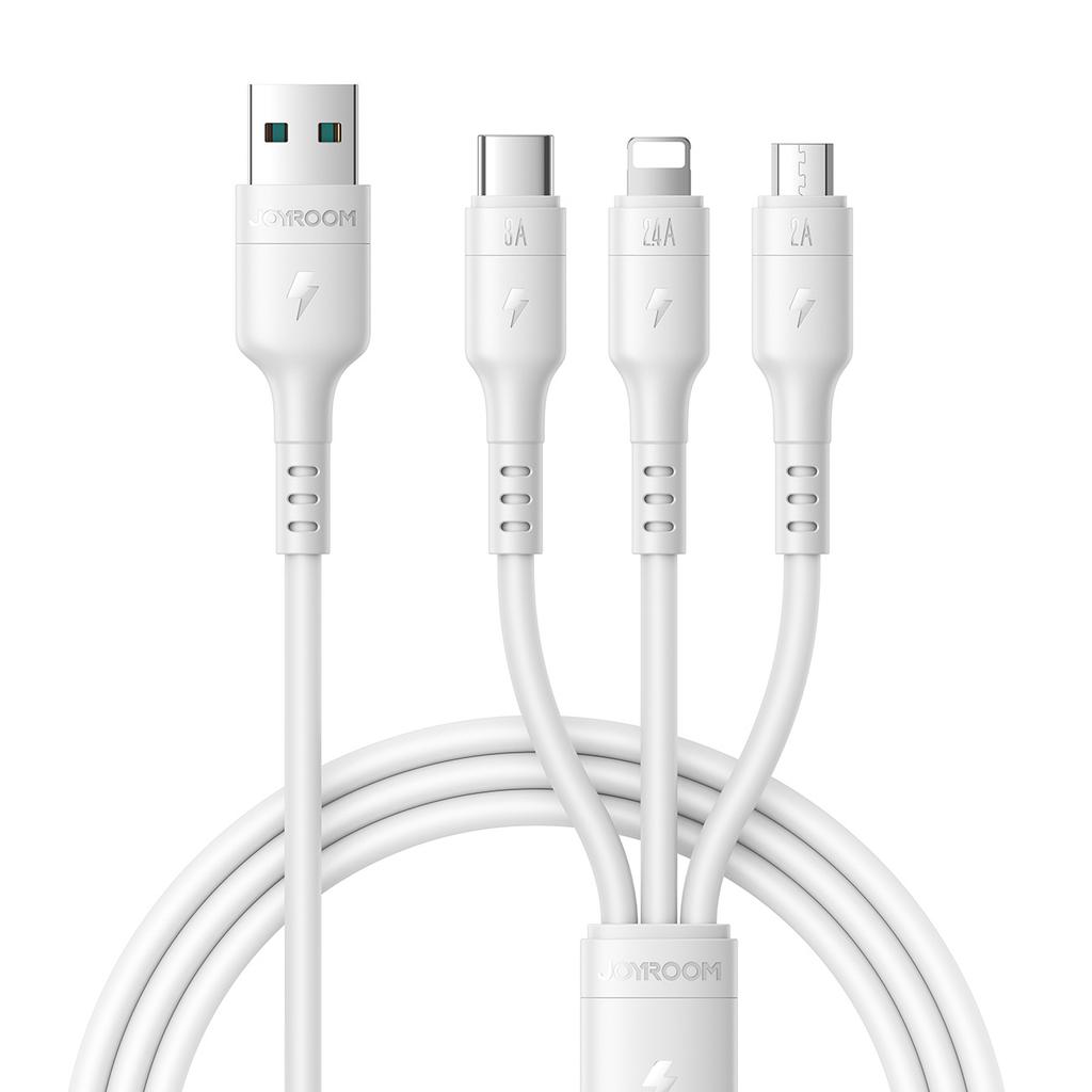 JOYROOM S-A61 3 in 1 Charging Cable USB-A to Type-C/iP/Micro USB 3.5A 1.2m Fast Charging Cord