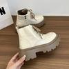 Fashion Platform Thick Bottom Women Motorcycle Boots Fashion Lace Up Shoes 2025 Autumn Winter Female Keep Warm Short Booties