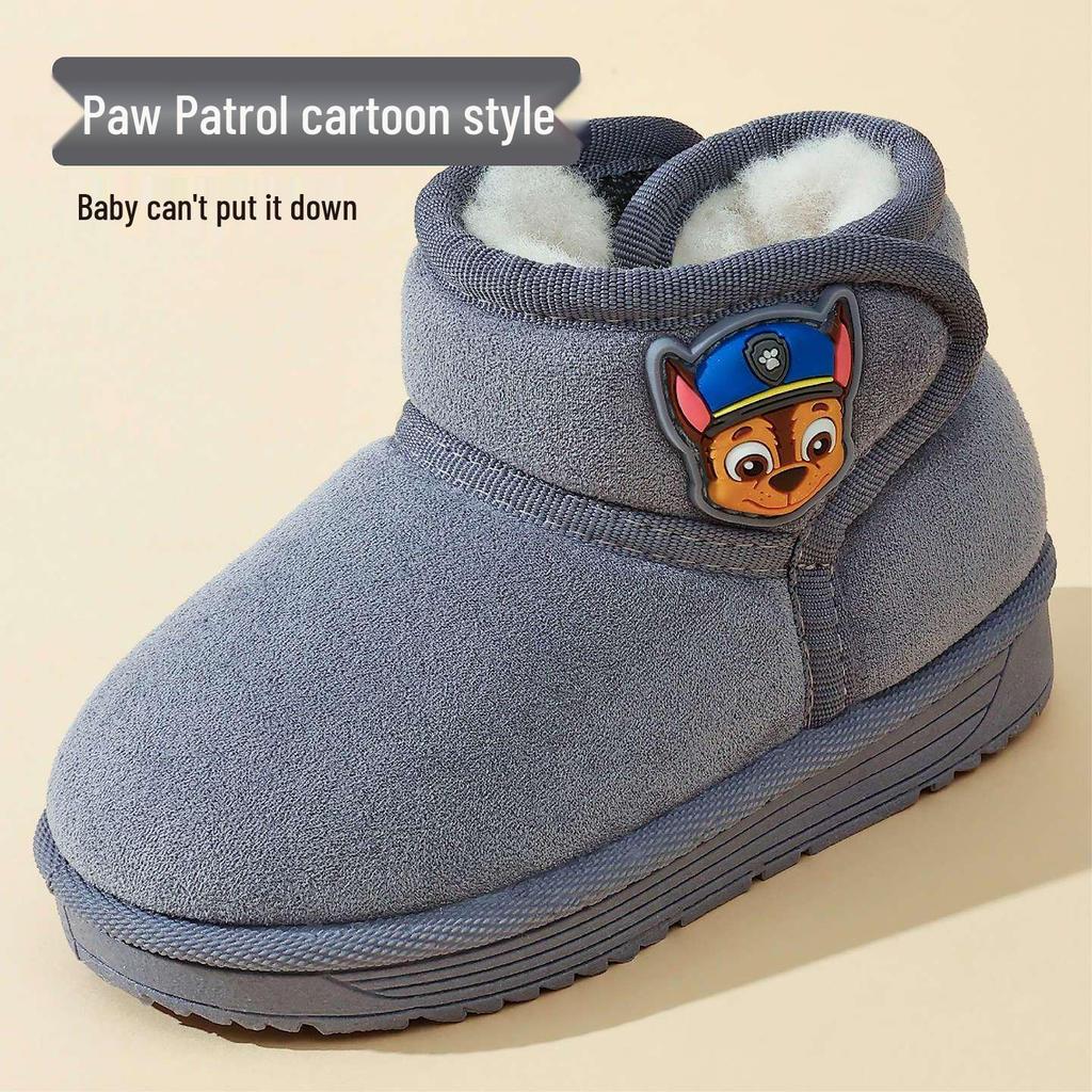 Paw Patrol Kids' Winter Velvet Cotton Shoes, Non-slip Soft Sole, Warm Boots for Boys.