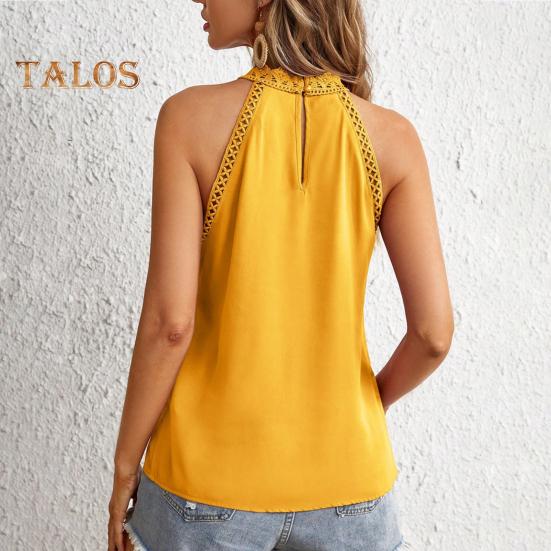 Vestă Femei Gât Halter Culoare Solidă Decorațiune Dantelă Topuri Culoare Solidă Dantelă Ajour Cusături Topuri Casual