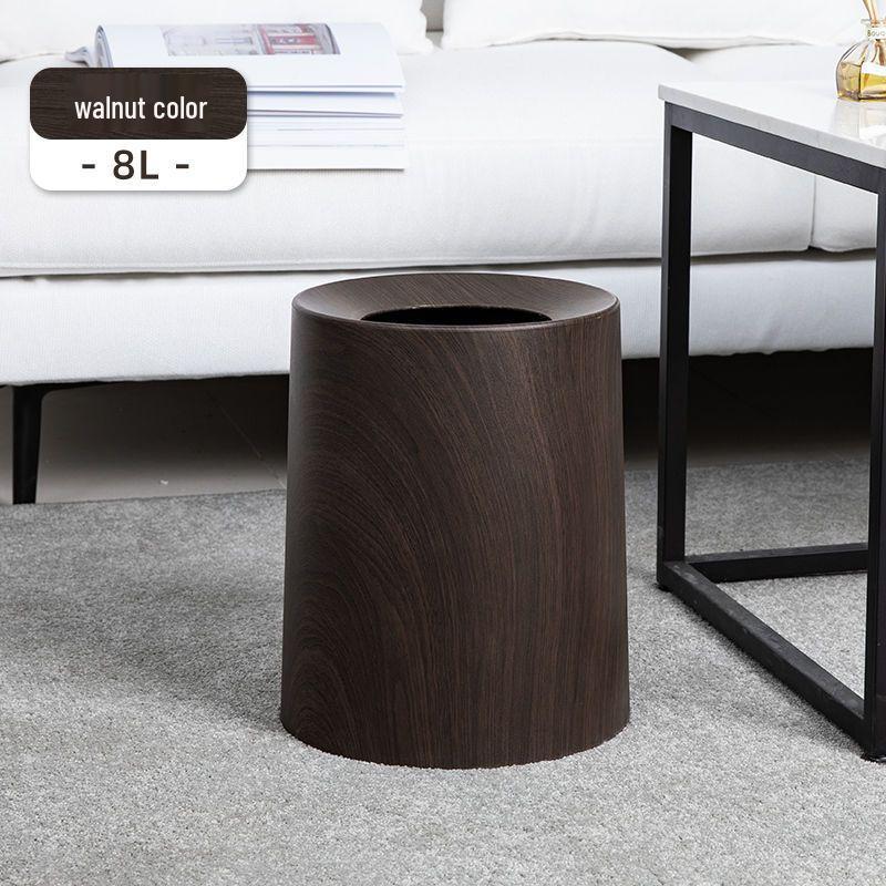 Nordic Large Capacity Double Layer Wood Grain Trash Can for Living Room, Bedroom, Kitchen, and Toilet