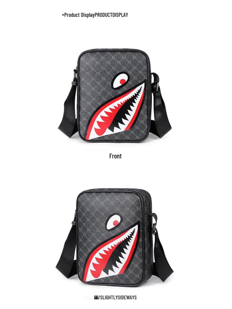 Męska casualowa torba na ramię z rekinem: Biznesowy plecak i torba crossbody o dużej pojemności na kampus