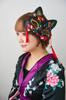 Clearstone Japanese-Style Cat Mask, Half Face with Black Goldfish Design, Unisex, Black