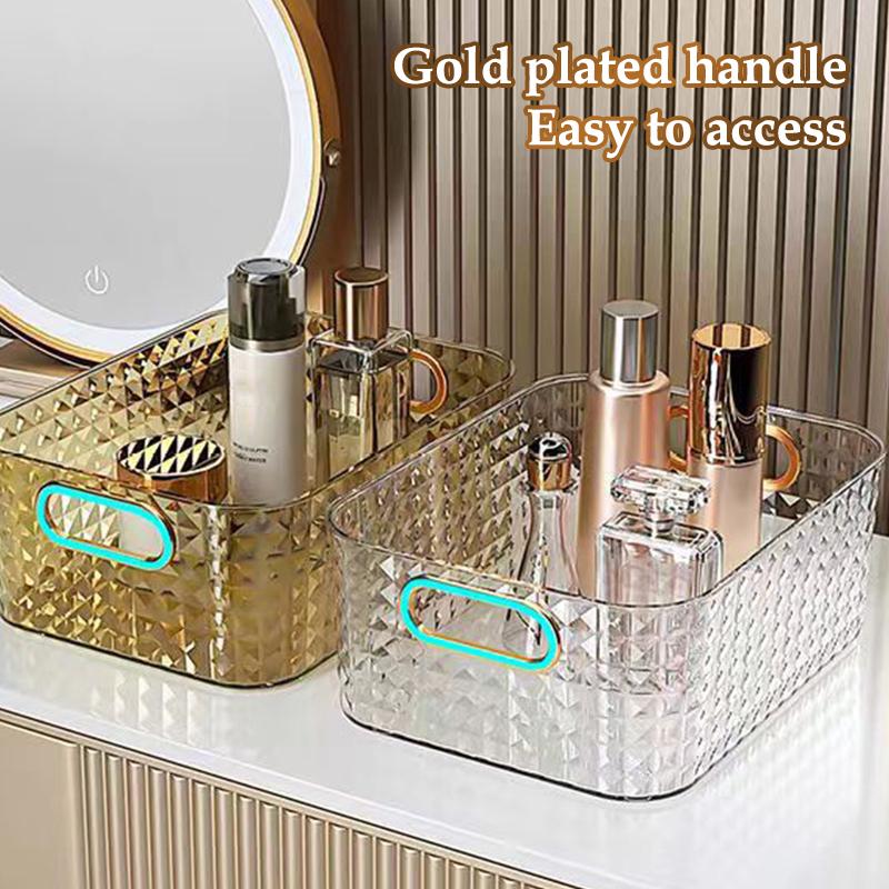 Transparent Storage Box Cosmetic Box Storage Container Plastic Storage Box Clear Drawer With Handle Stackable