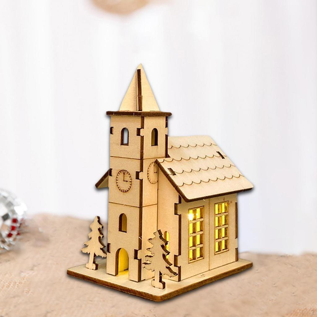 Unfinished Wood House Living Room Sculpture Festival Village Christmas Scene