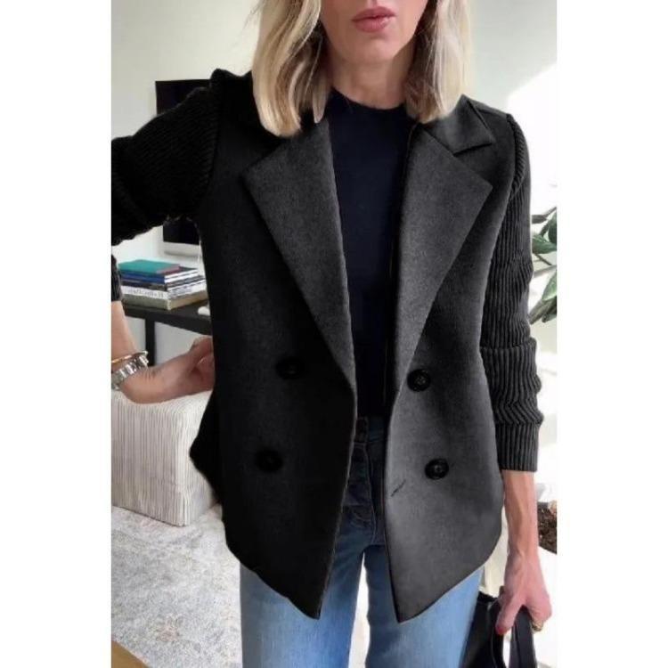 Jarní Módní Elegantní Dámský Vlněný Patchwork Nový Kabát