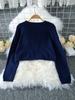 Autumn 2025 Women's Cropped Bow Knit Sweater with Long Sleeves