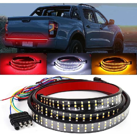 YUGUANG 60 Inch Truck Tailgate Light Bar, Triple Row LED Tailgate Light Strip With Brake Reverse Sequential Turning Signals Strobe Lights