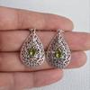 Natural Peridot Earrings, Teardrop Designer Earring, 925 Sterling Silver Earring, Gift For Sister, Gemstone Earring, Handmade Earrings