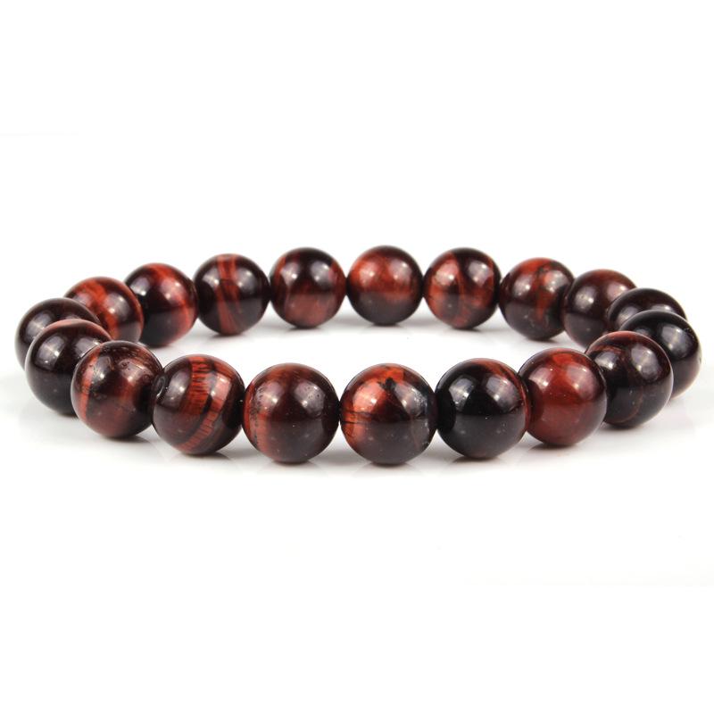 Natural 3A Tiger Eye Stone Bracelet - Colored Buddhist Prayer Beads Handcrafted Jewelry 6 mm красного тигрового глаза