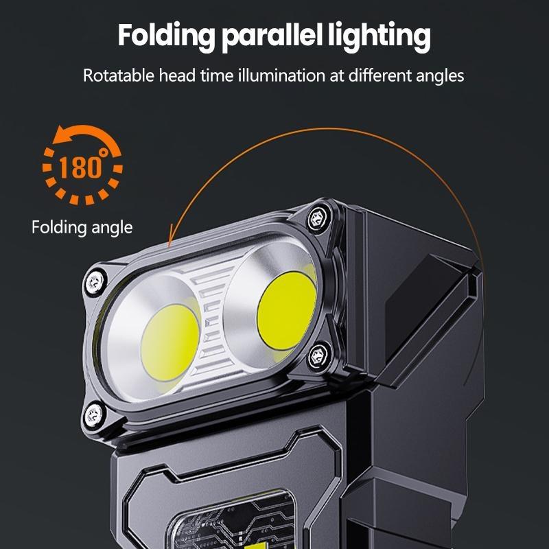 2/1 Stück Tragbare Taschenlampe 1200mAh Superhell MINI USB Wiederaufladbare LED Heckmagnet Taschenlampe mit COB Notlicht für Camping Wandern