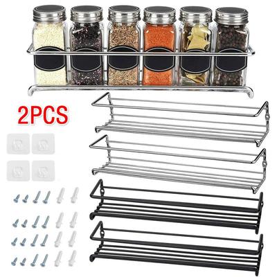 2PCS Organizador de Prateleira de Montar na Parede Camada Única Pendurado para Tempero Porta-Especiarias para Casa Restaurante Cozinha Banheiro