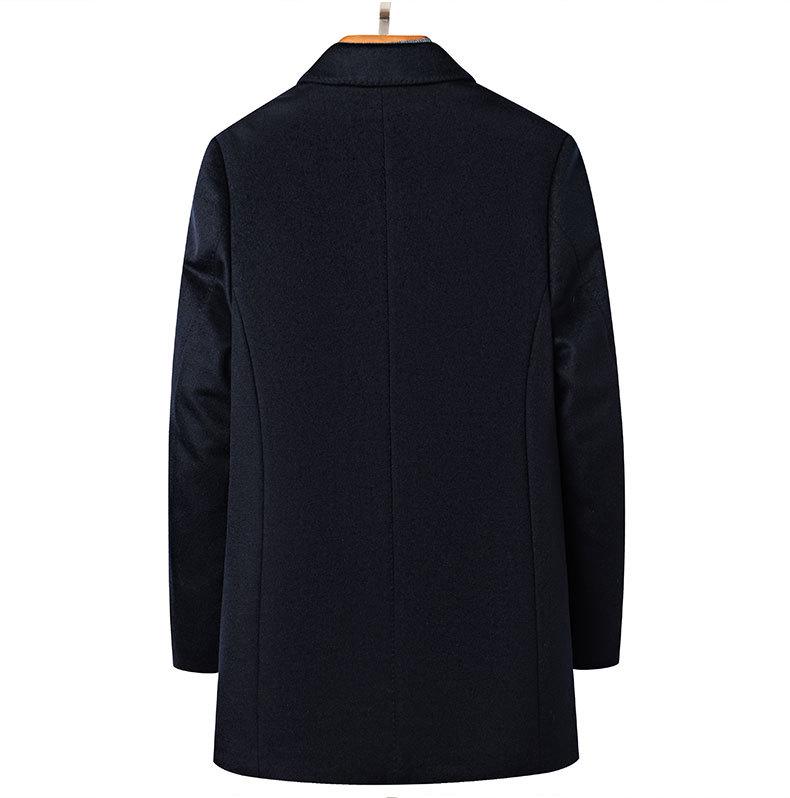 Men's Mid-Length Wool Coat with Goose Down for Autumn Winter - Cashmere Overcoat for Middle-Aged and Elderly